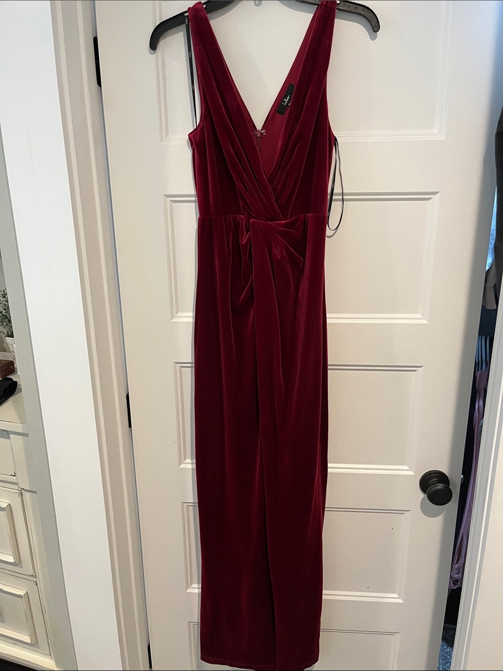 Lulus Beautiful Evenings Wine Red Velvet Twist-front Maxi Dress - Size XS